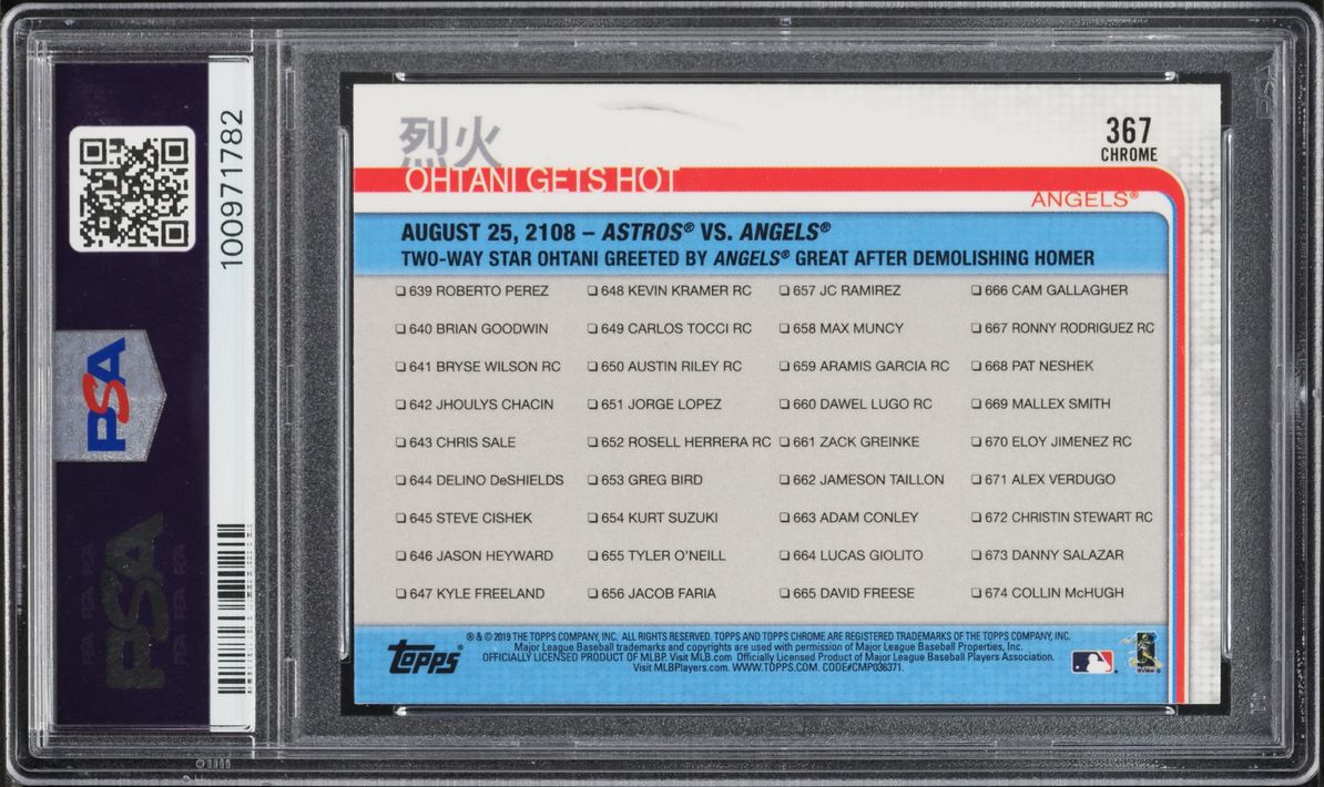 2019 Topps Chrome Sapphire Edition Gets Hot Shohei Ohtani #367 PSA 10 GEM MINT