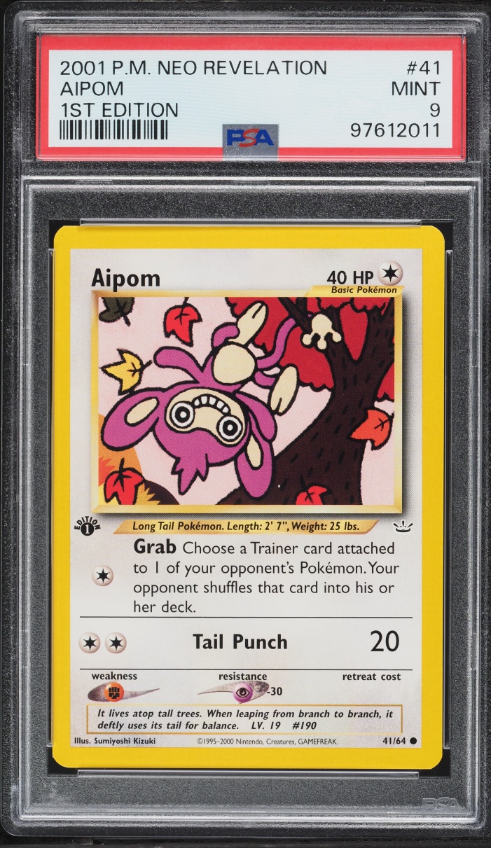 2001 Pokemon Neo Revelation 1st Edition Aipom #41 PSA 9 MINT