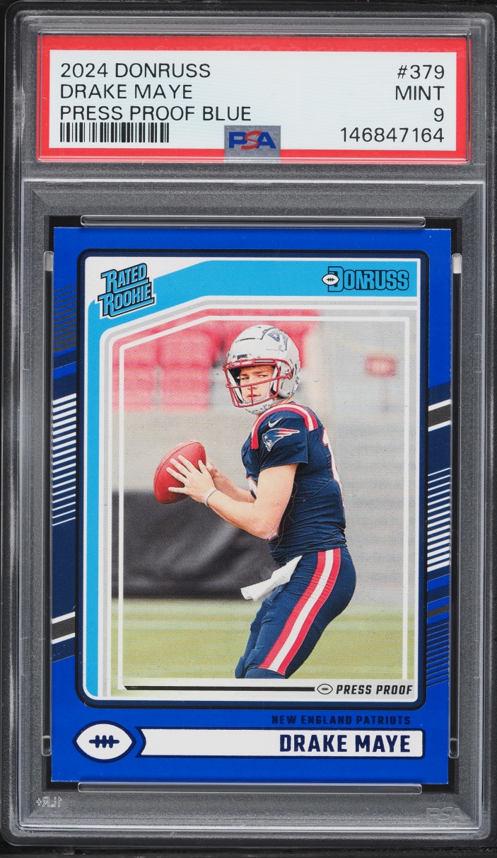 2024 Donruss Press Proof Blue Drake Maye ROOKIE #379 PSA 9 MINT