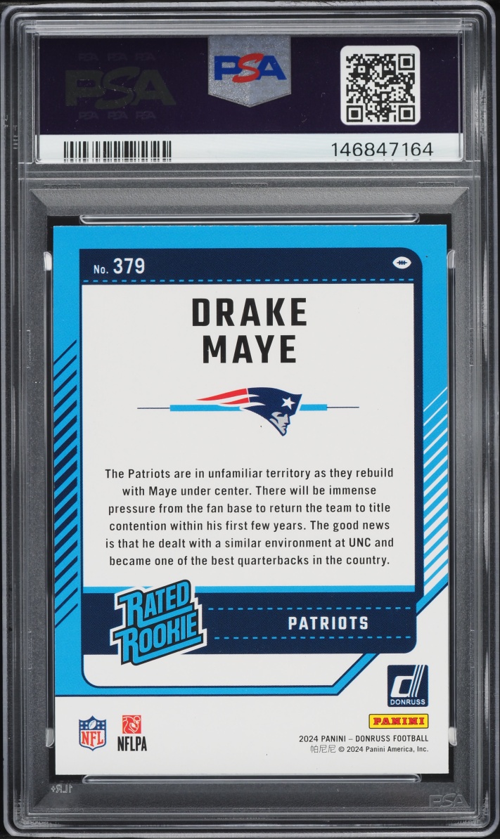 2024 Donruss Press Proof Blue Drake Maye ROOKIE #379 PSA 9 MINT