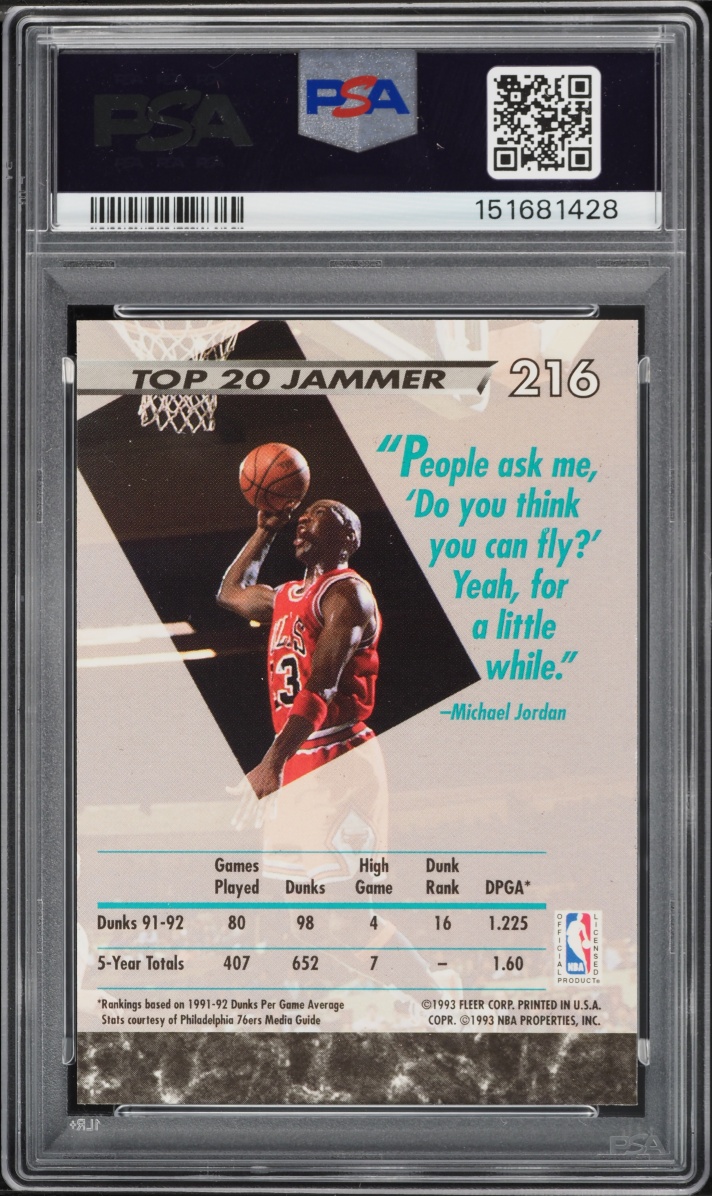 1992 Ultra Basketball Michael Jordan #216 PSA 9 MINT