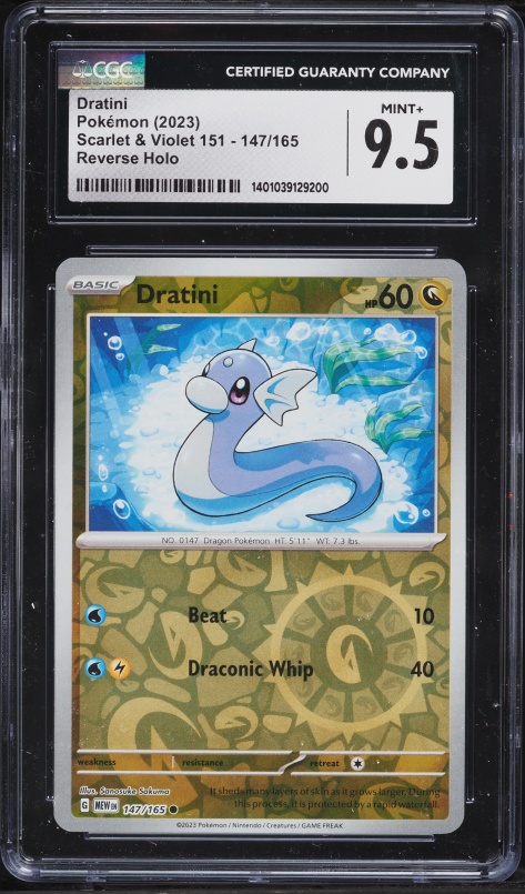 2023 Pokemon Scarlet & Violet 151 Reverse Holo Dratini #147 CGC 9.5 MINT+