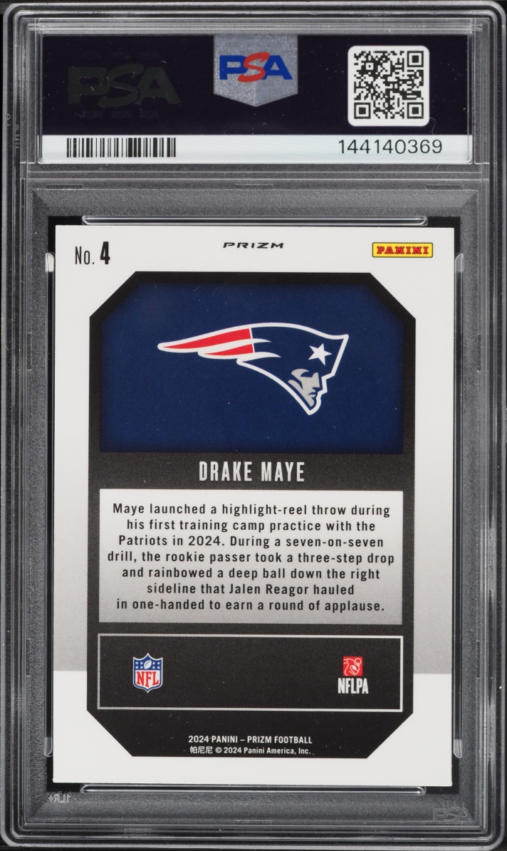 2024 Panini Prizm Emergent Green Wave Drake Maye ROOKIE #4 PSA 9 MINT
