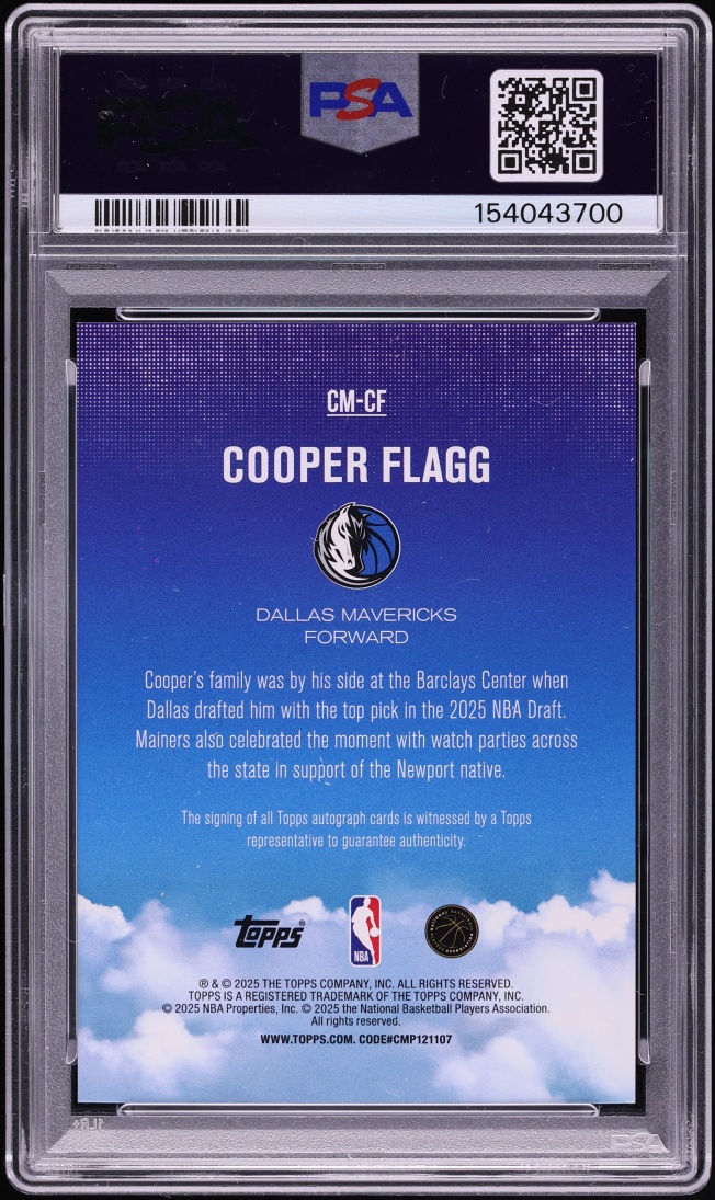2025 Topps Contemporary Marks Rainbow Foilboard Cooper Flagg RC AUTO DNA 10 #CM-CF PSA 7 NRMT