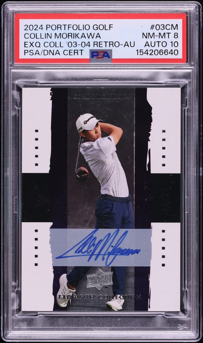 2024 Upper Deck Portfolio Golf Exquisite Collection '03 Collin Morikawa AUTO /25 DNA 10 PSA 8