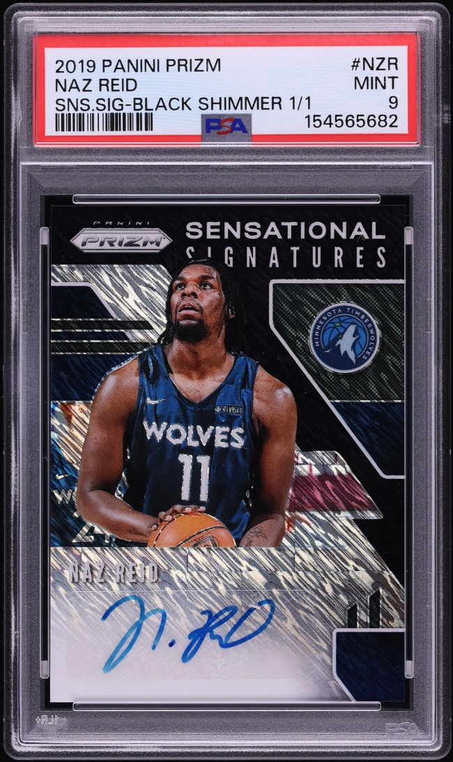 2019 Panini Prizm Sensational Signatures Black Shimmer Naz Reid ROOKIE AUTO 1/1 #SS-NZR PSA 9 MINT