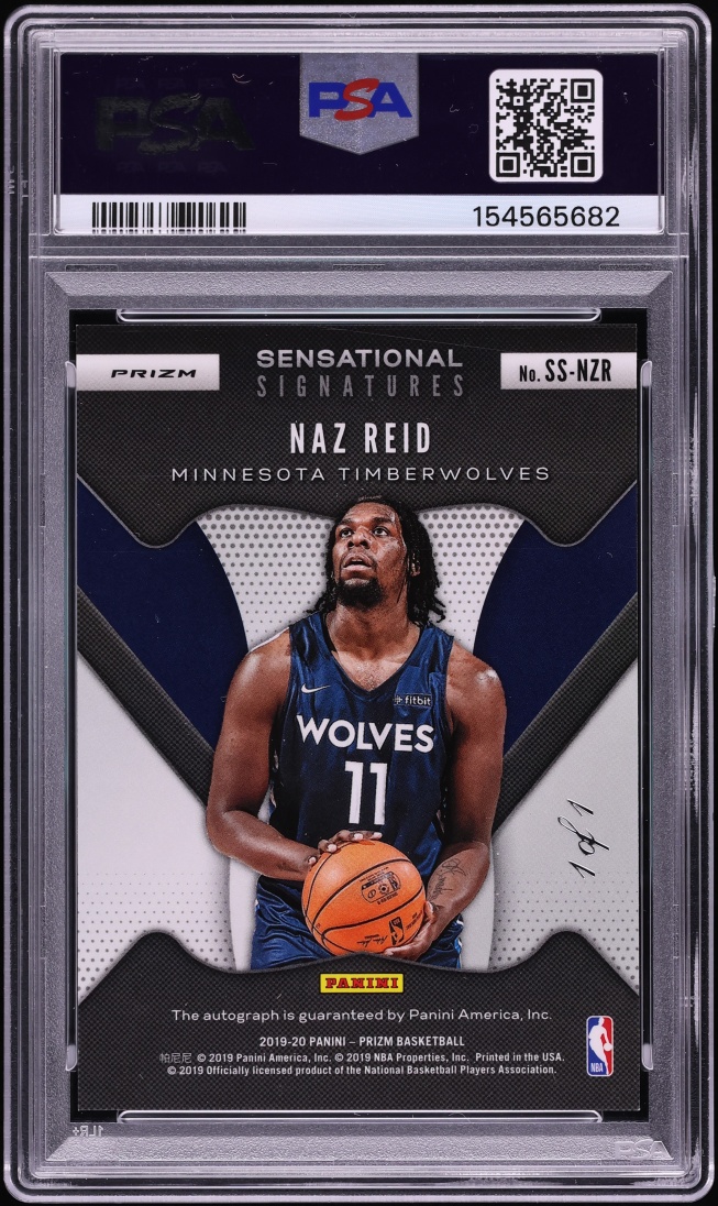 2019 Panini Prizm Sensational Signatures Black Shimmer Naz Reid ROOKIE AUTO 1/1 #SS-NZR PSA 9 MINT