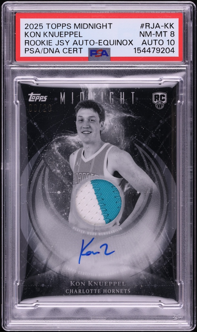 2025 Topps Midnight Jersey Equinox Kon Knueppel ROOKIE PATCH AUTO DNA 10 /20 #RJA-KK PSA 8