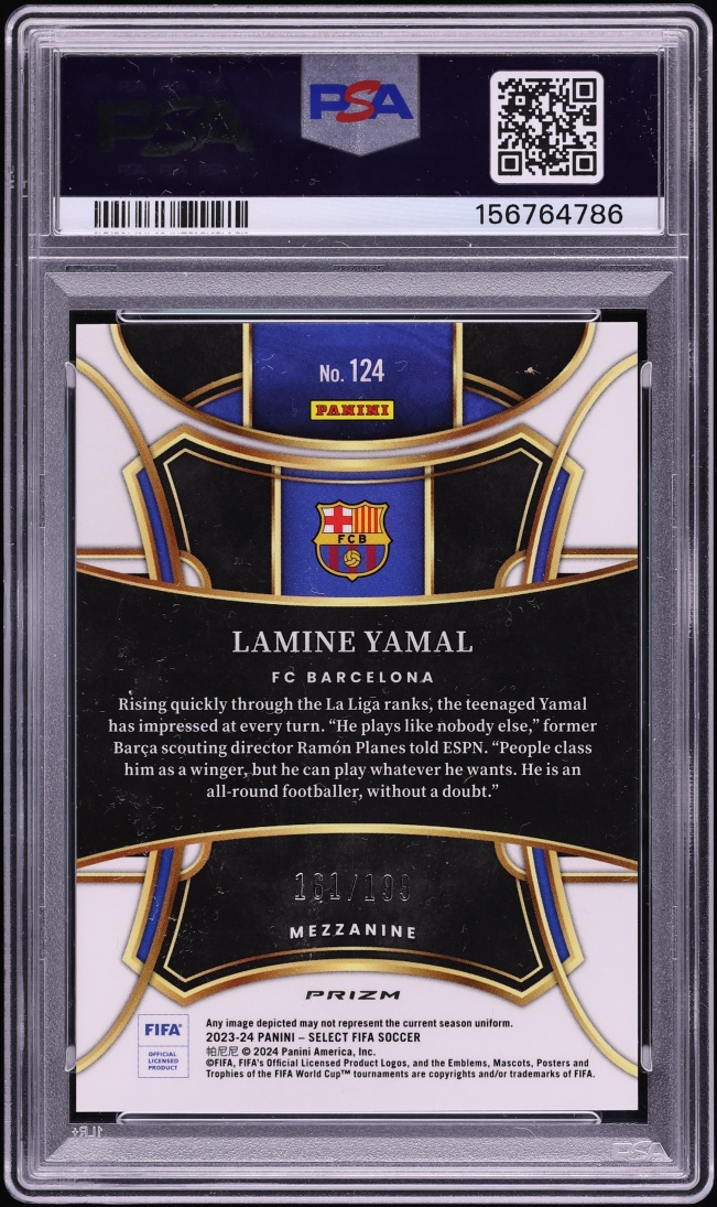 2023 Select Mezzanine FIFA Pink Mojo Lamine Yamal ROOKIE /199 #124 PSA 10 GEM MINT