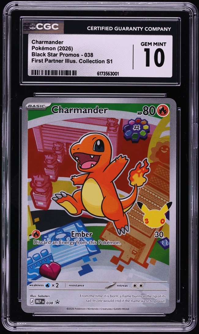 2026 Pokemon Mega Promo First Partner Illustration S1 Full Art Charmander #38 CGC 10 GEM MINT