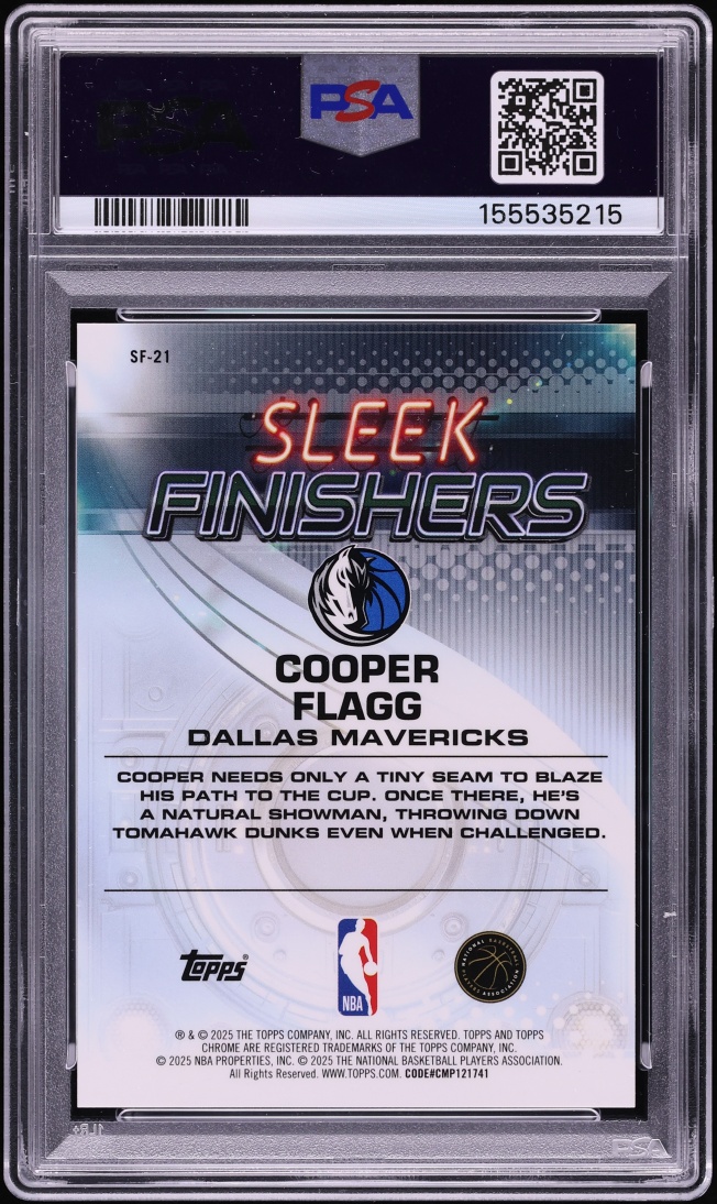 2025 Topps Chrome Sleek Finishers Gold Refractor Cooper Flagg ROOKIE /50 #SF-21 PSA 9 MINT