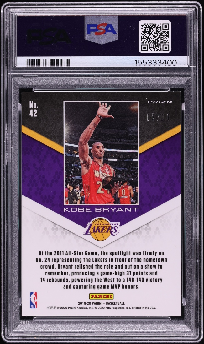 2019 Panini Career Highlights Gold Snakeskin Kobe Bryant /10 PSA 9 MINT