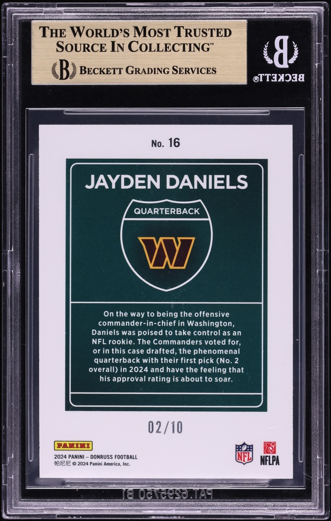 2024 Donruss Downtown Gold Jayden Daniels ROOKIE /10 #16 BGS 9.5 GEM MINT