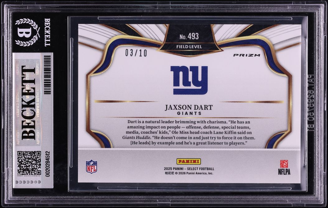 2025 Select Field Level Prizm Gold Jaxson Dart ROOKIE /10 #493 BGS 9 MINT