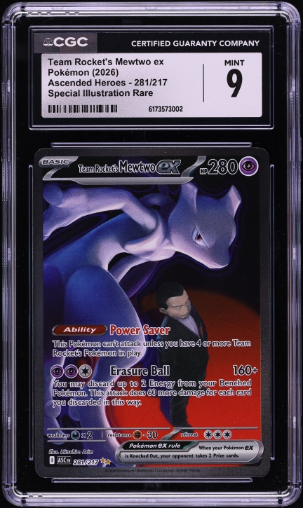 2026 Pokemon Mega Evolution Ascended Heroes SIR Team Rocket's Mewtwo ex #281 CGC 9 MINT