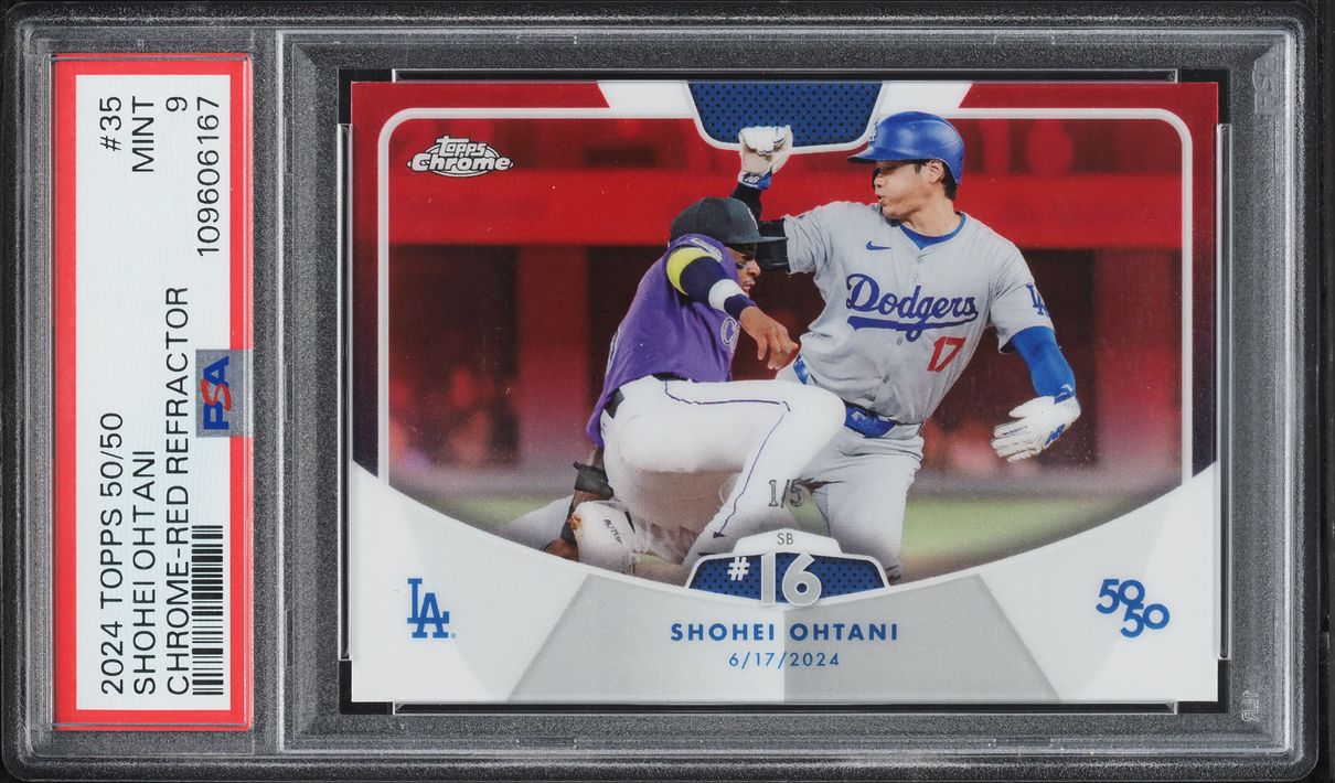 2024 Topps Chrome 50/50 Red Refractor Shohei Ohtani 1/5 #35 PSA 9 MINT