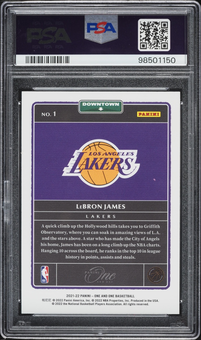 2021 Panini One And One Downtown LeBron James #1 PSA 9 MINT
