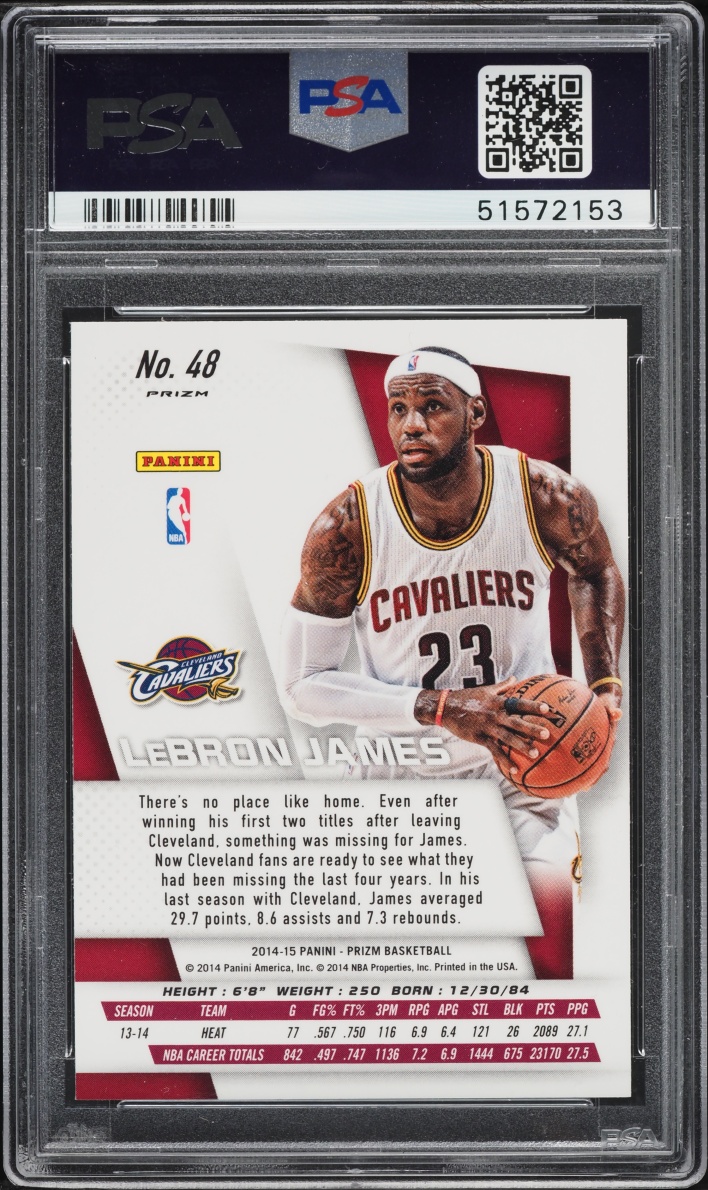 2014 Panini Prizm Blue Wave LeBron James #48 PSA 10 GEM MINT