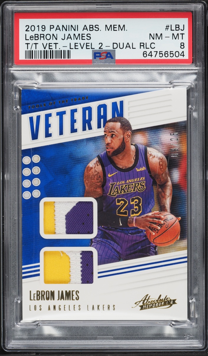 2019 Absolute Tools Of The Trade Veteran Level 2 Dual LeBron James PATCH /25 #LBJ PSA 8 NM-MT