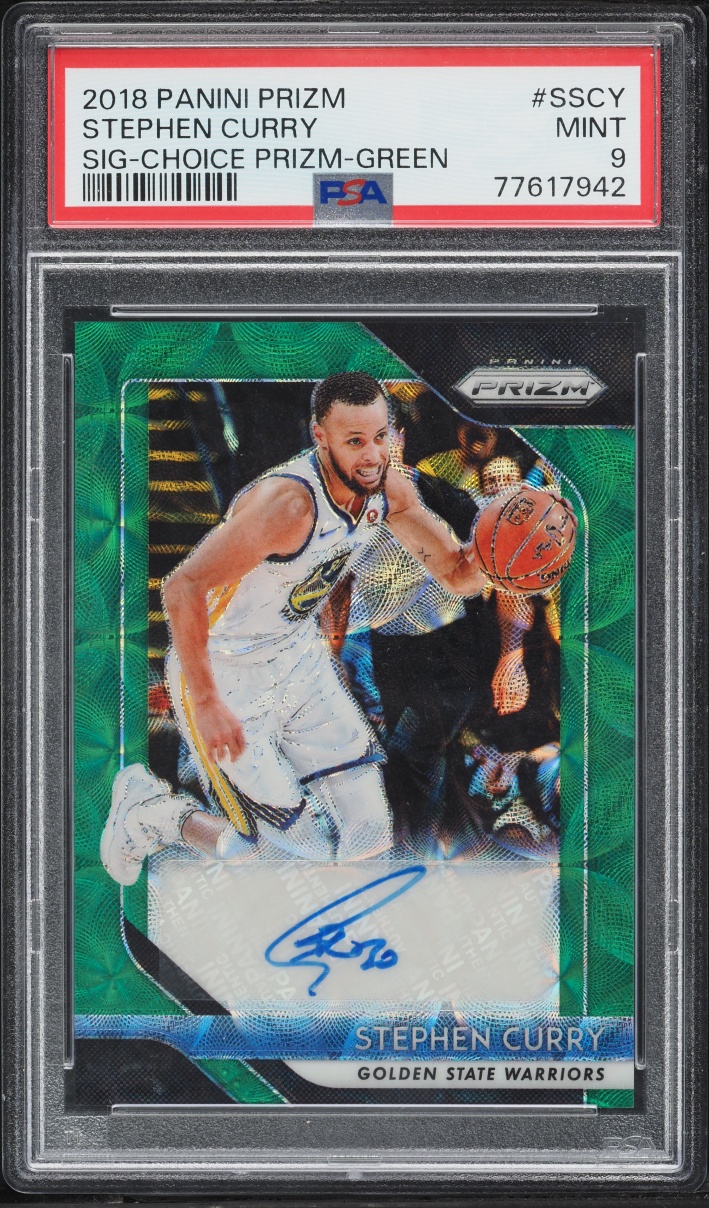 2018 Panini Prizm Choice Green Stephen Curry AUTO /8 #SSCY PSA 9 MINT