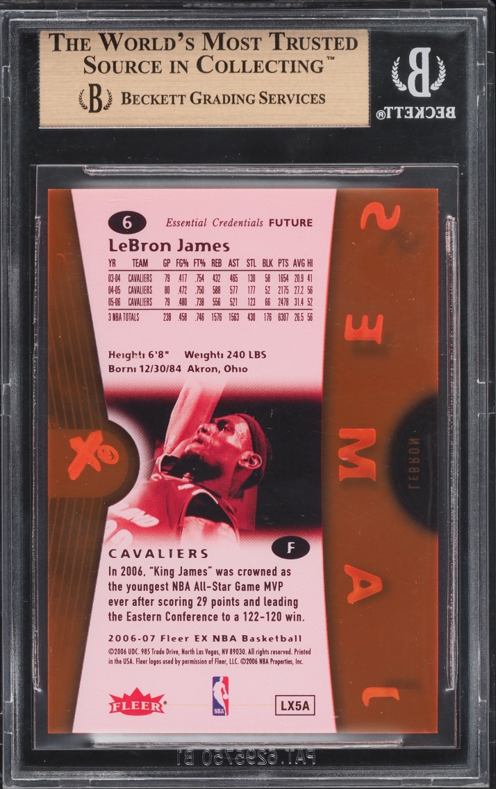 2006 Fleer E-X Essential Credentials Future LeBron James /75 #6 BGS 9.5 GEM MINT