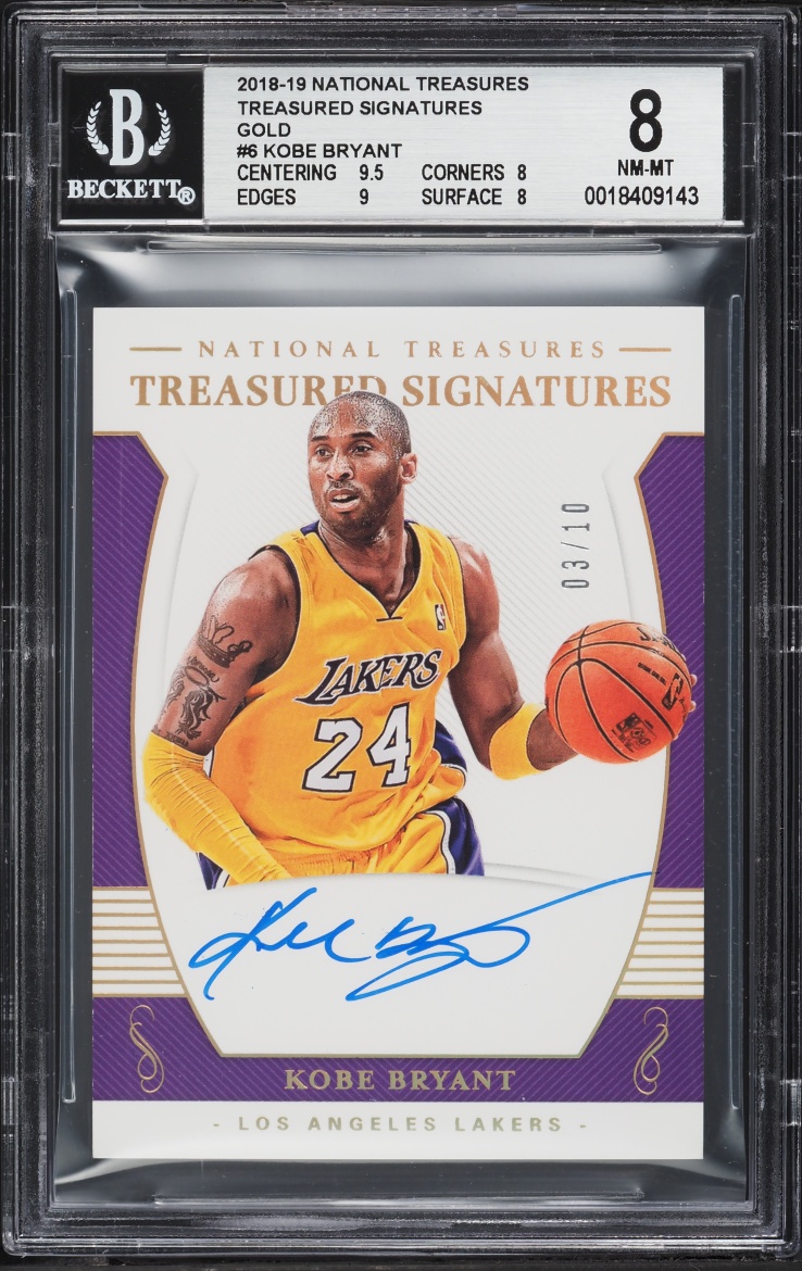 2018 National Treasures Treasured Gold Kobe Bryant AUTO /10 #6 BGS 8 NM-MT
