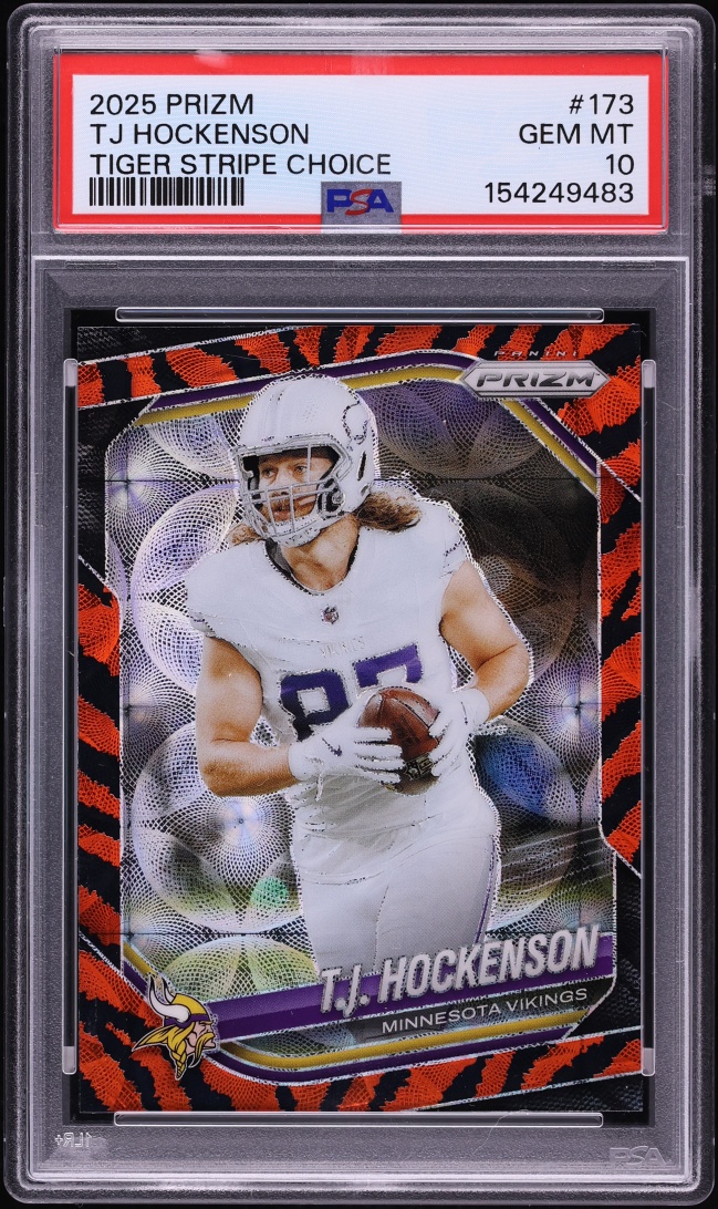 2025 Panini Prizm Tiger Stripe Choice T.J. Hockenson #173 PSA 10 GEM MINT