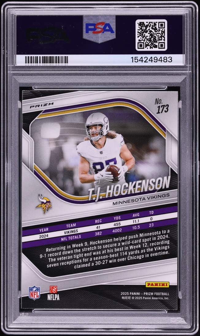 2025 Panini Prizm Tiger Stripe Choice T.J. Hockenson #173 PSA 10 GEM MINT