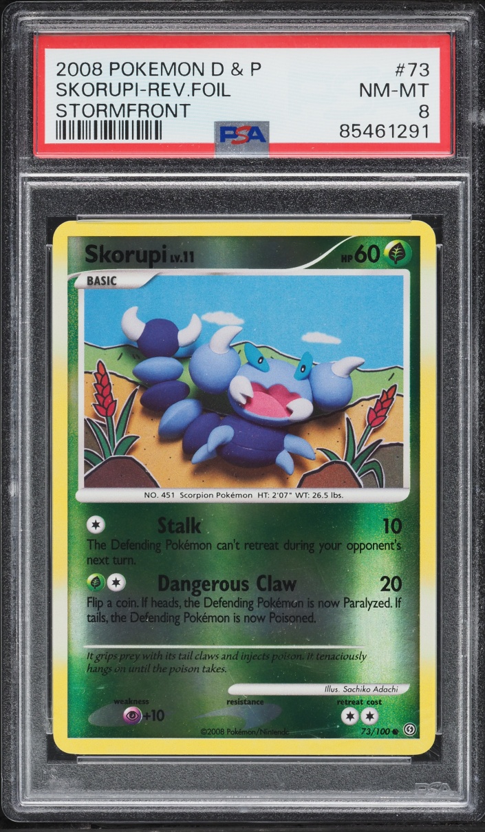 2008 Pokemon Diamond & Pearl Stormfront Reverse Holo Skorupi #73 PSA 8 NM-MT