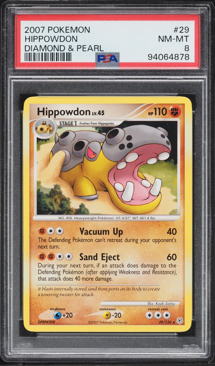 2007 Pokemon Diamond & Pearl Hippowdon #29 PSA 8 NM-MT