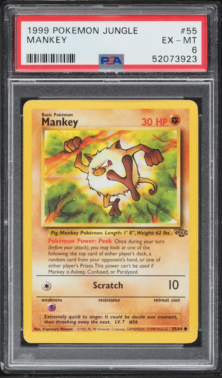1999 Pokemon Jungle Mankey #55 PSA 6 EXMT