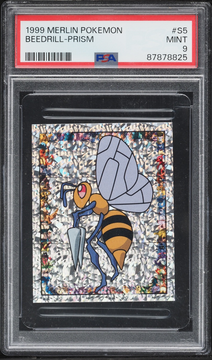 1999 Pokemon Merlin Stickers Prism Beedrill #S5 PSA 9 MINT