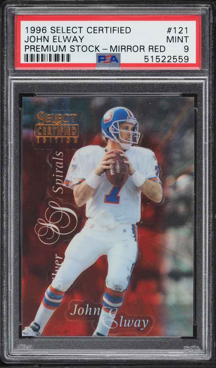 1996 Select Certified Premium Stock Mirror Red John Elway #121 PSA 9 MINT