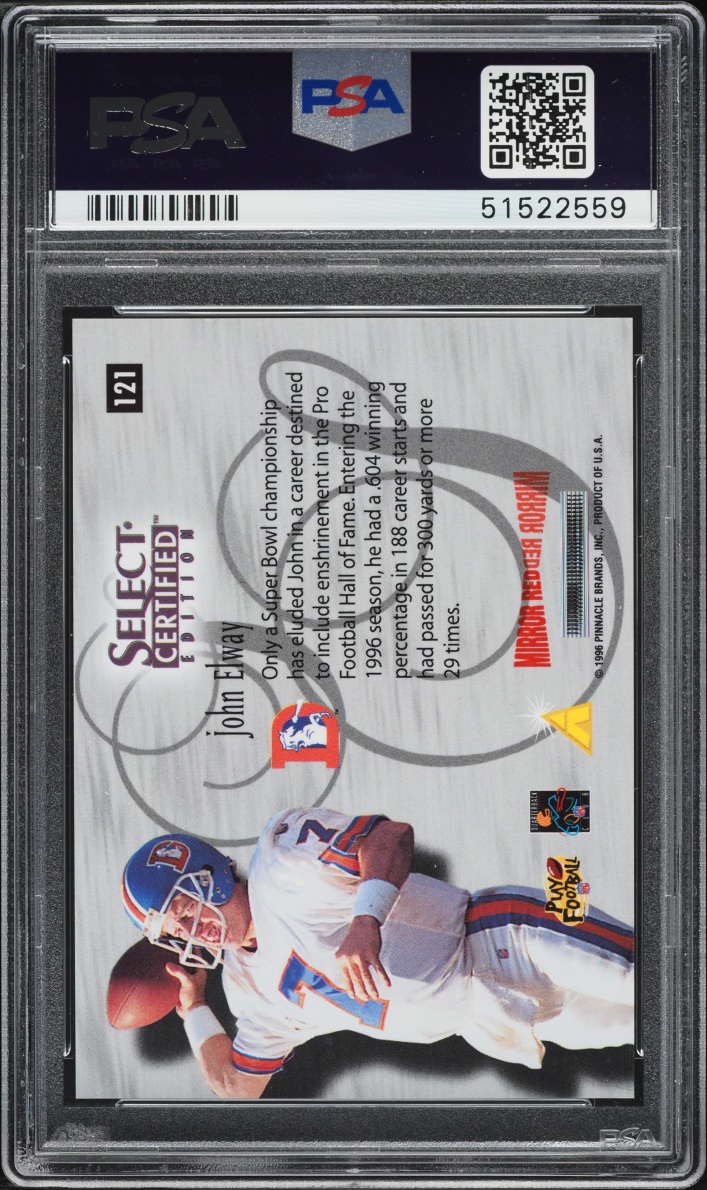 1996 Select Certified Premium Stock Mirror Red John Elway #121 PSA 9 MINT