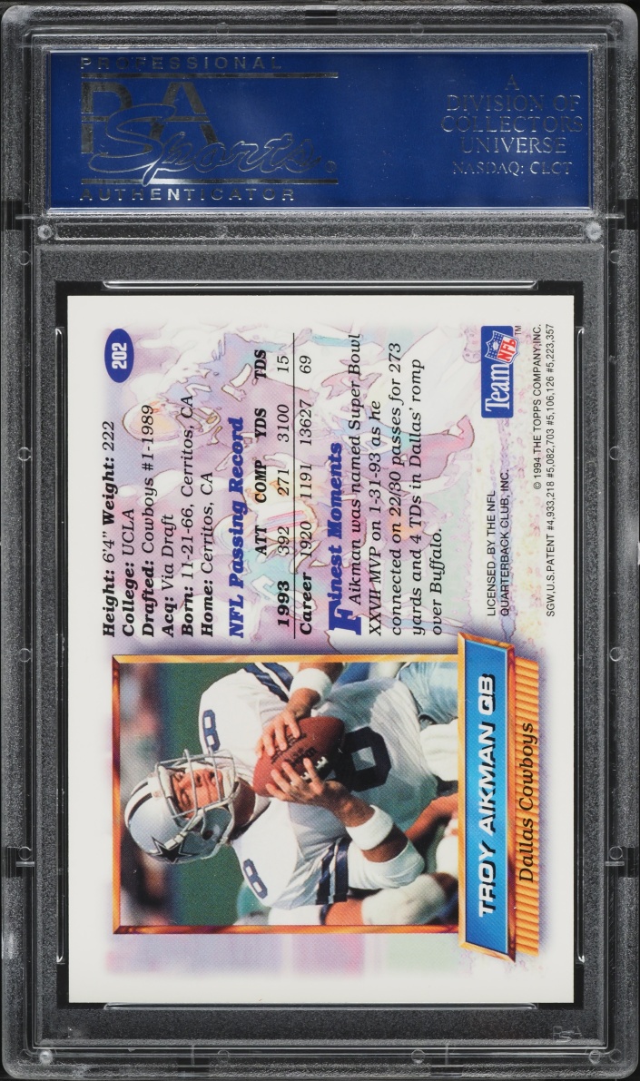 1994 Finest Refractor Troy Aikman #202 PSA 9 MINT
