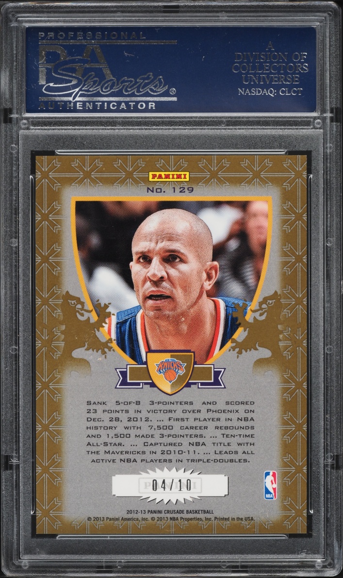 2012 Panini Crusade Prizm Gold Jason Kidd /10 #129 PSA 9 MINT
