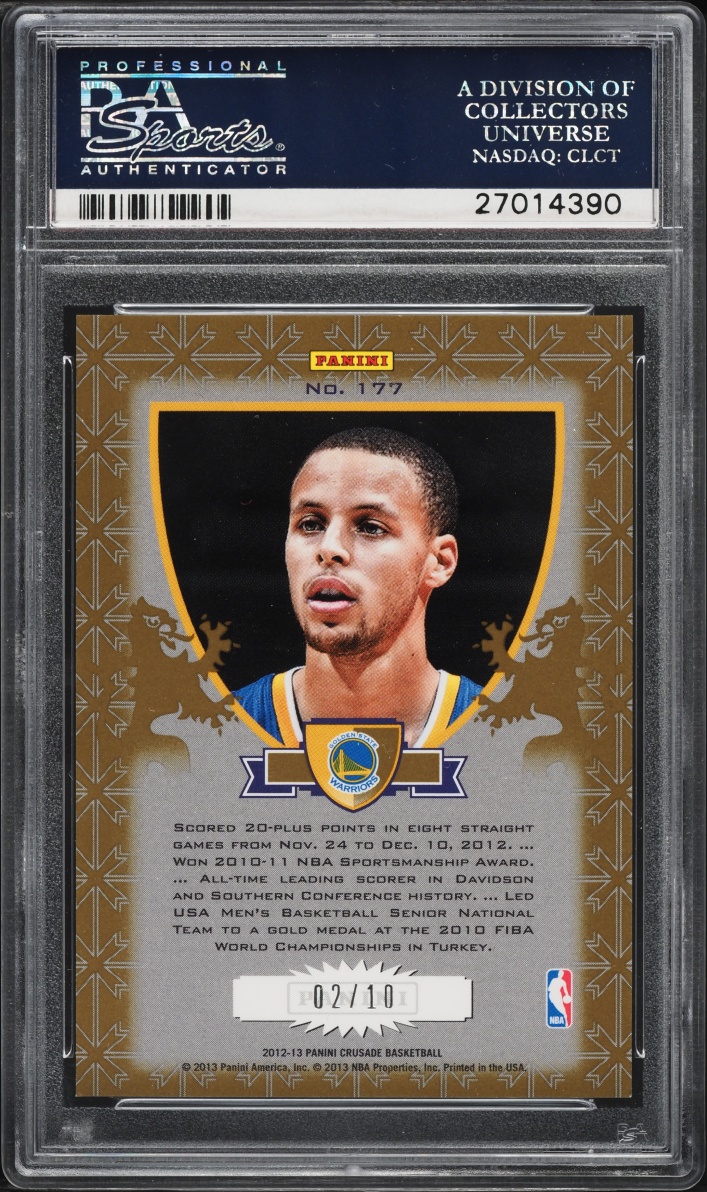 2012 Panini Crusade Prizm Gold Stephen Curry /10 #177 PSA 8.5 NM-MT+
