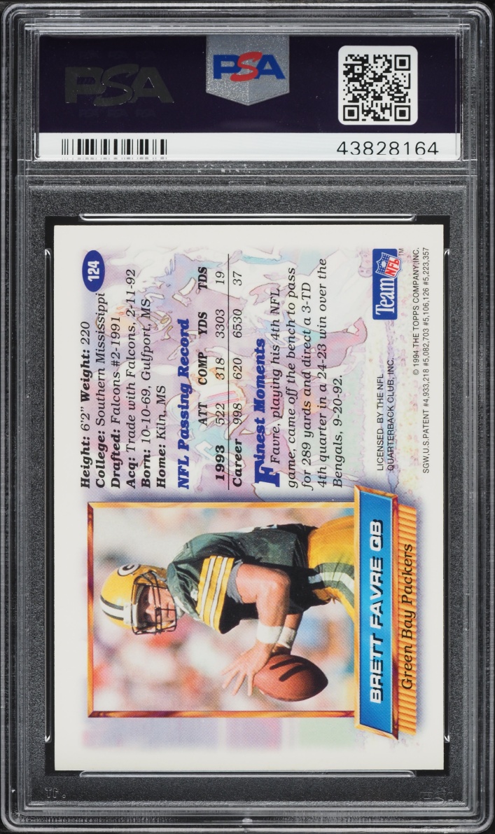 1994 Finest Refractor Brett Favre #124 PSA 9 MINT