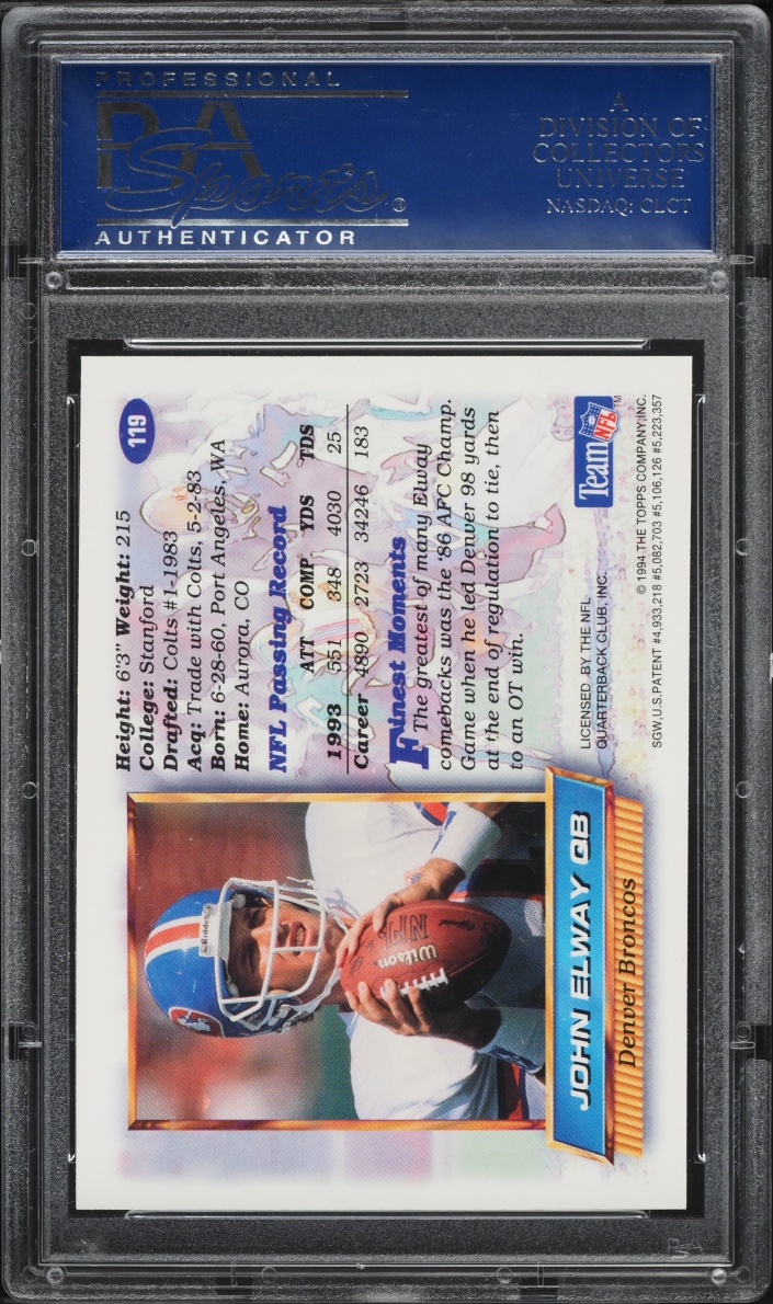 1994 Finest Refractor John Elway #119 PSA 9 MINT