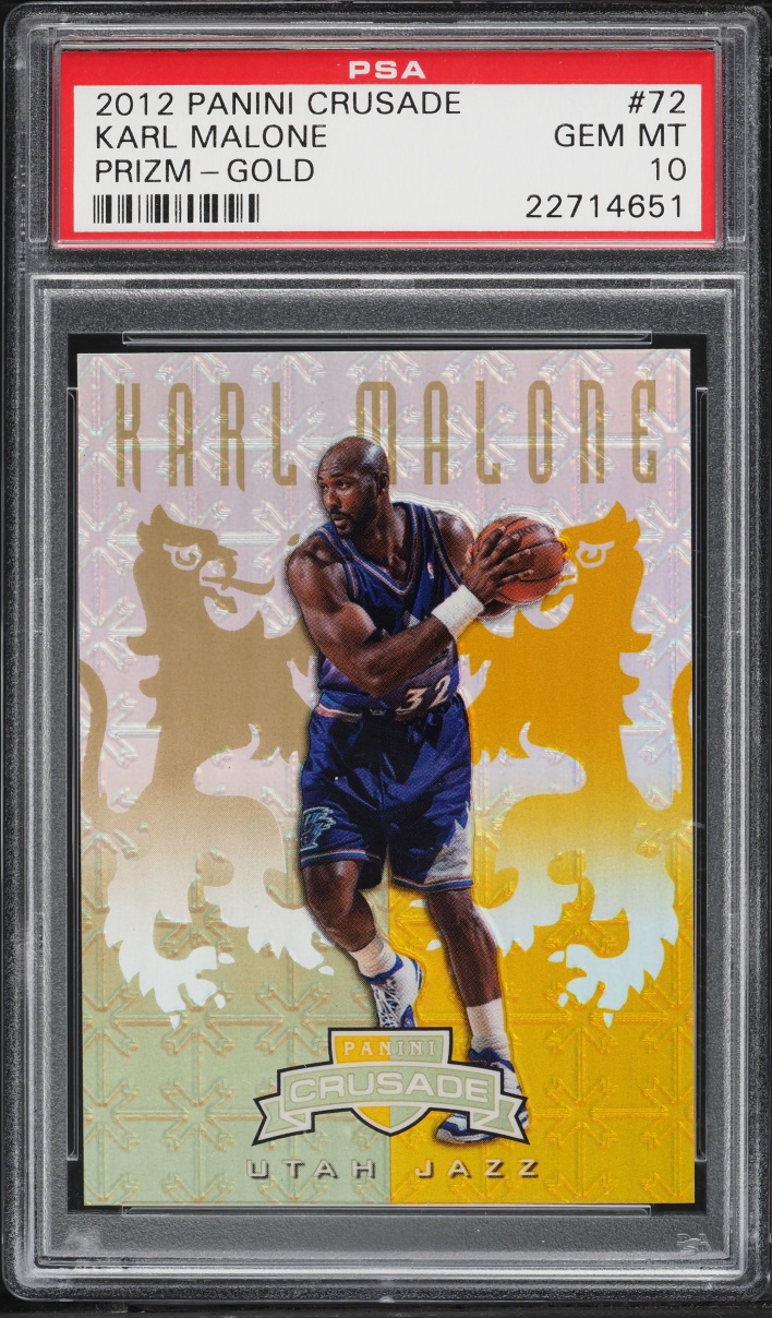 2012 Panini Crusade Prizm Gold Karl Malone /10 #72 PSA 10 GEM MINT