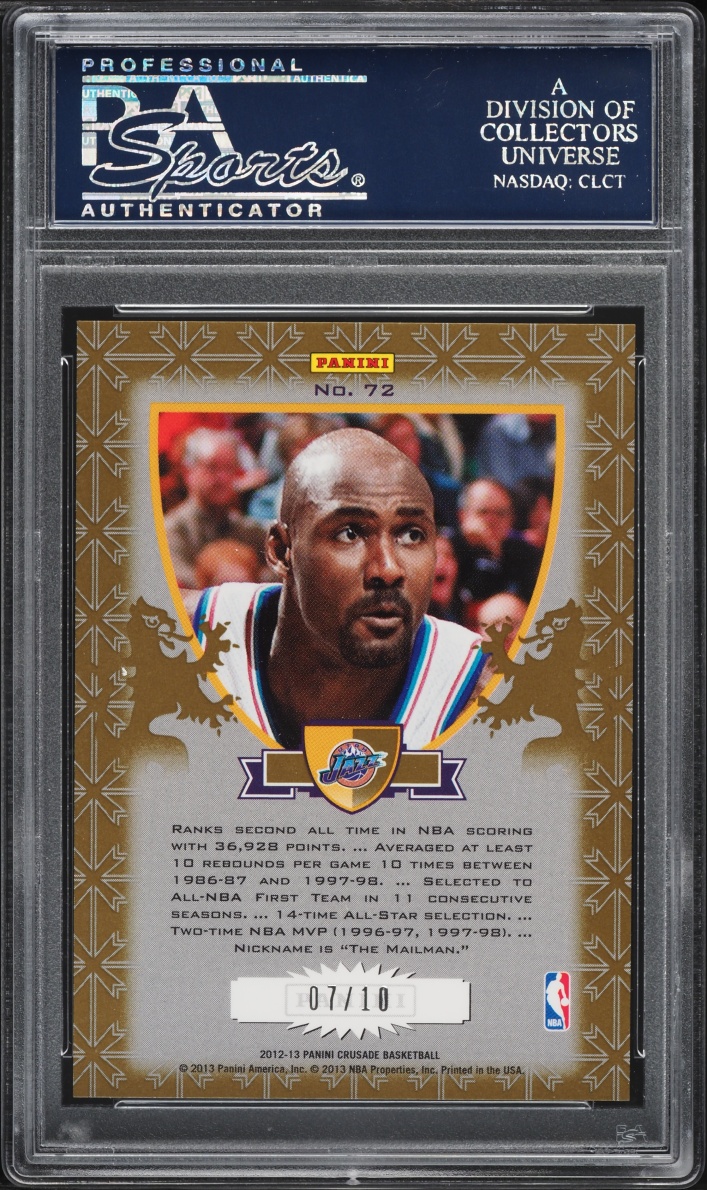 2012 Panini Crusade Prizm Gold Karl Malone /10 #72 PSA 10 GEM MINT