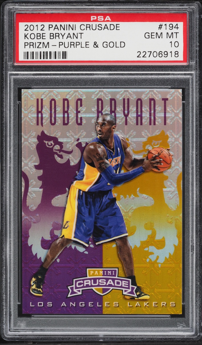 2012 Panini Crusade Purple & Gold Prizm Kobe Bryant /49 #194 PSA 10 GEM MINT