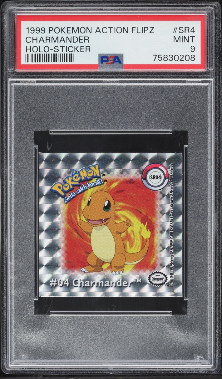 1999 Pokemon Action Flipz Sticker Holo Charmander #SR4 PSA 9 MINT
