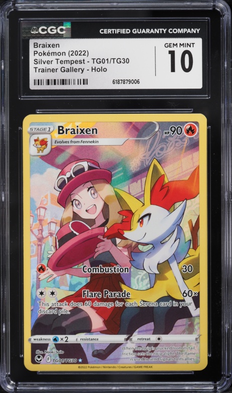 2022 Pokemon Sword & Shield Silver Tempest Trainer Gallery CHR Braixen #TG01 CGC 10 GEM MINT