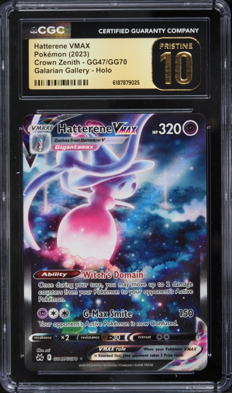 2023 Pokemon Sword & Shield Crown Zenith Full Art Hatterene VMAX #GG47 CGC 10 PRISTINE