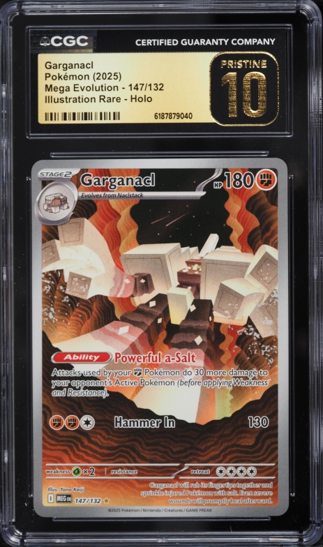 2025 Pokemon Mega Evolution IR Garganacl #147 CGC 10 PRISTINE