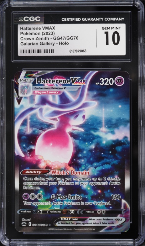 2023 Pokemon Sword & Shield Crown Zenith Full Art Hatterene VMAX #GG47 CGC 10 GEM MINT