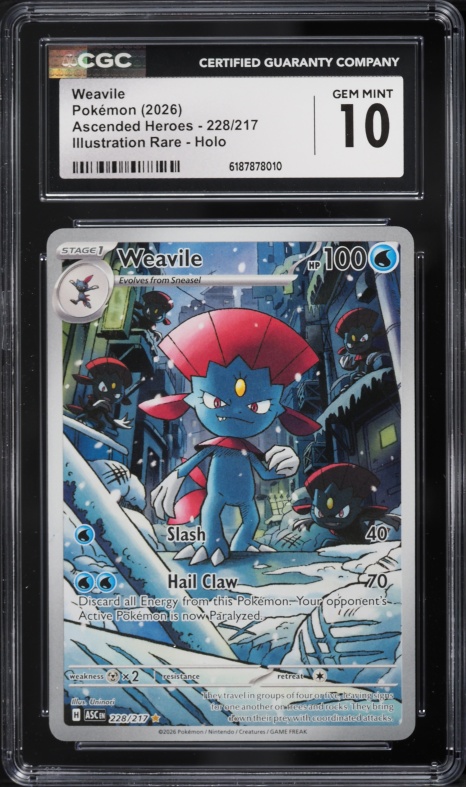 2026 Pokemon Mega Evolution Ascended Heroes IR Weavile #228 CGC 10 GEM MINT