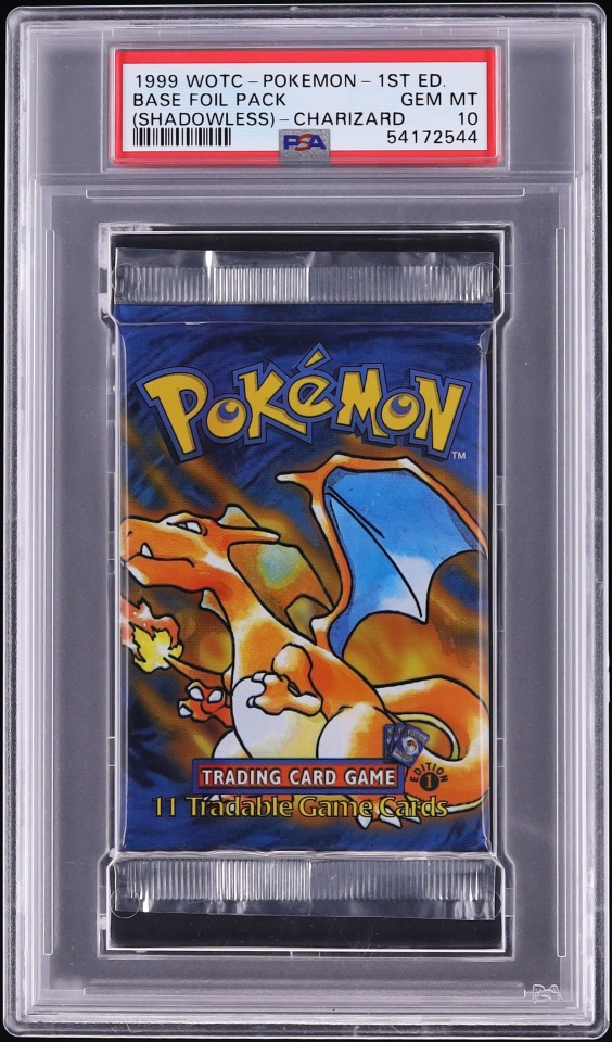 1999 Pokemon Base Set Shadowless 1st Edition Foil Pack Charizard PSA 10 GEM MINT
