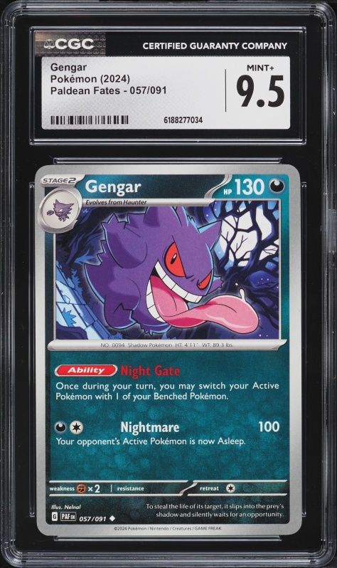 2024 Pokemon Scarlet & Violet Paldean Fates Gengar #57 CGC 9.5 MINT+